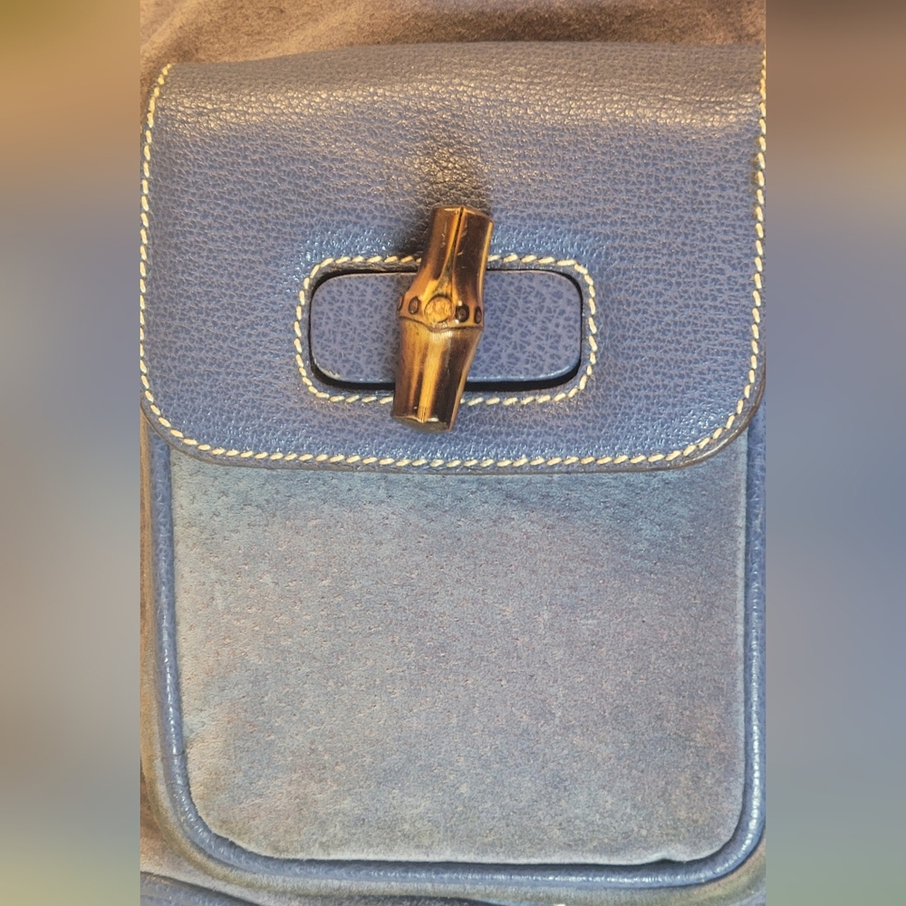 Gucci Bamboo Leather Suede Backpack - Periwinkle Color ๐๐ EUC - Picture 8 of 16